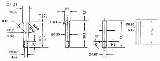 Round, flat, countersunk, cylindrical